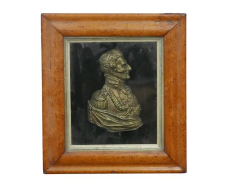 A 19th century Victorian gilt portrait relief plaque of Field Marshal Sir Arthur Wellesley, 1st Duke of Wellington, relief pl