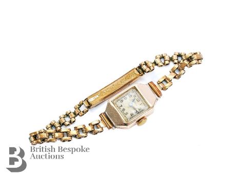 Lady's 9ct gold Rotary Tank wrist watch. The watch having a champagne face with Arabic dial, case nr 34968, the watch case me