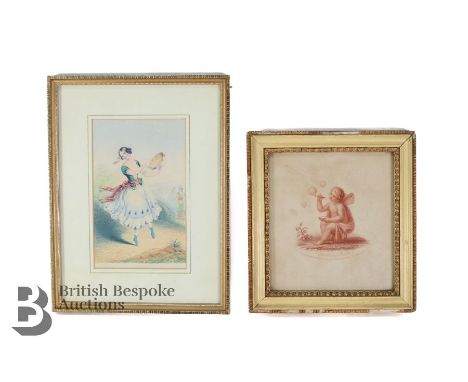 19th century ballet hand coloured lithograph, including Melle St Marc, in the role of D.Antotine, dans Moulin A Paroles and t