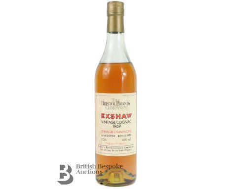 The Bristol Brandy Company's Exshaw Vintage Cognac 1969 Grande Champagne landed 1972 bottled 1989 70 cl.