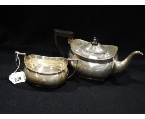 A Silver Tea Pot & Matching Two Handled Sugar Basin, Chester Hallmarks, Sugar Bowl 7oz, Tea Pot 19oz All In