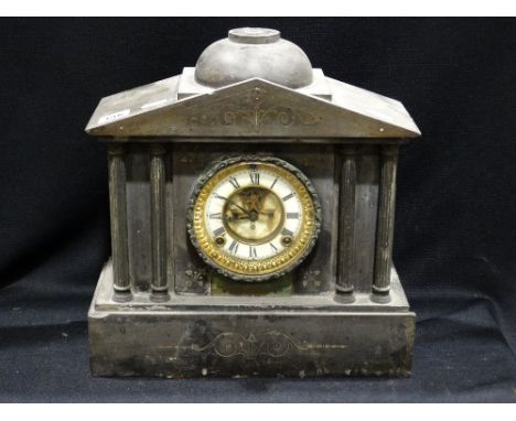 A Victorian Black Marble Encased Mantel Clock