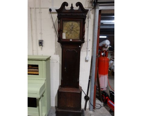 An Antique Oak Encased Long Case Clock, The Hood Enclosing A Square Brass Dial With 8 Day Movement, Signed Standring, Bolton 
