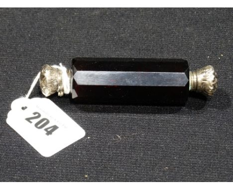 A Ruby Glass Double End Scent Bottle