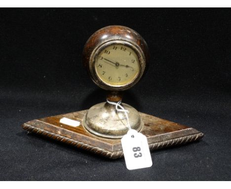 An Oak & Silver Mounted Desk Clock