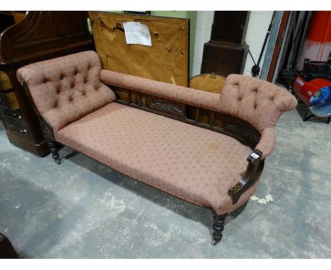 An Edwardian Button Backed Chaise Longues