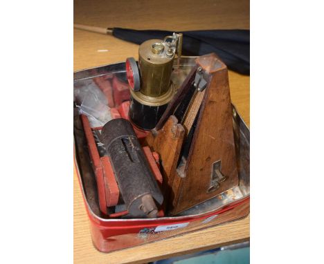 Mixed Lot: Vintage metronome, small methanol engine etc