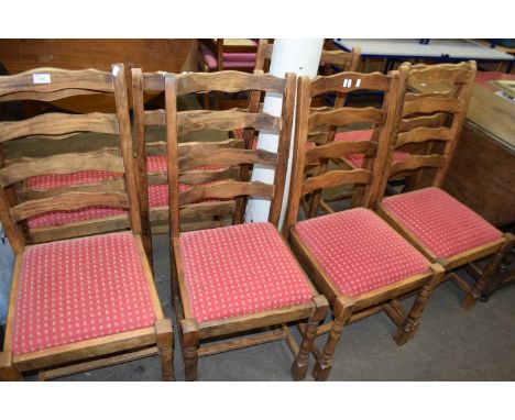 Set of eight ladder back kitchen chairs
