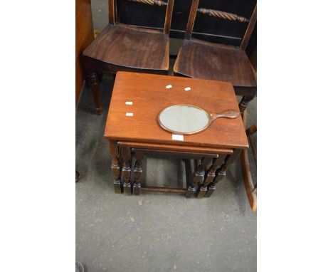 Nest of three occasional tables and a dressing table mirror