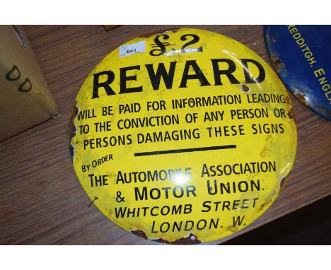 Circular convex enamel sign marked 'The Automobile Association', 30cm diameter