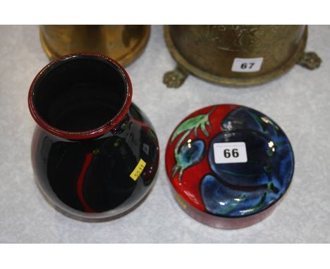 Poole vase and lidded pot