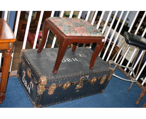 Mahogany footstool and a trunk