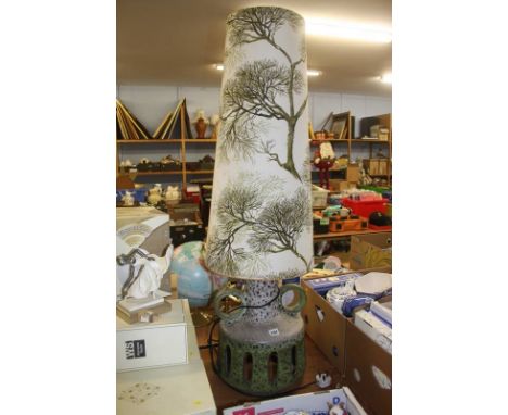 A large decorative lamp and shade
