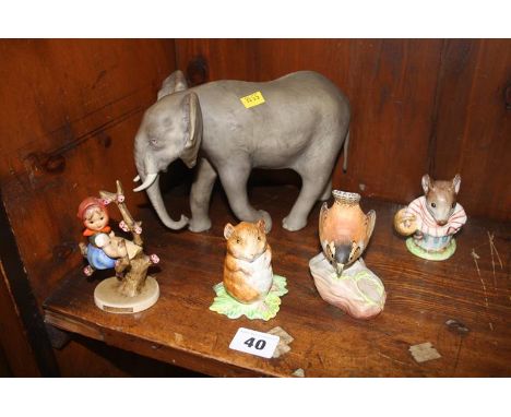 Coalport elephant, Hummel figure etc.