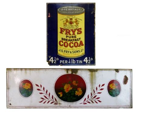 Advertising - Fry's Breakfast Cocoa - Early 20th Century enamel sign for Breakfast Cocoa, 60cm x 45.5cm, together with an ear