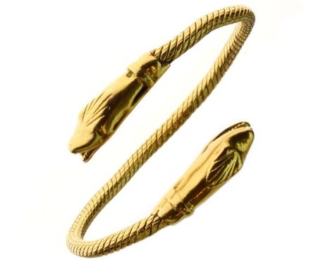 Serpent torc bangle, with Egyptian control marks, 55g gross  Condition: Slightly distorted - **General condition consistent w