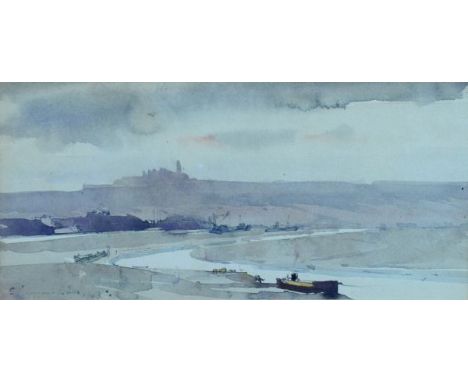 Samuel John Lamorna Birch (1869-1955) - Watercolour sketch - An estuary scene with shipping, signed and indistinctly dated, 1