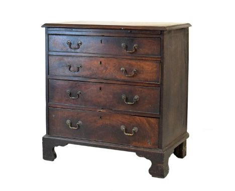 Small George III mahogany chest fitted brushing slide and four long drawers, standing on bracket feet, 79cm wide  Condition: 