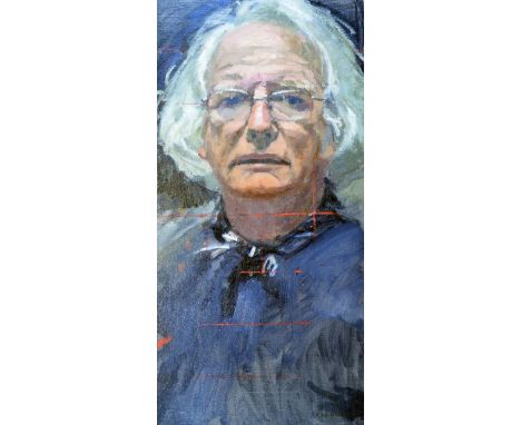 Ken Howard (b.1932) - Oil on canvas - Self portrait, signed, verso inscribed and dated June/August '05, 60cm x 30cm A.R. Cond