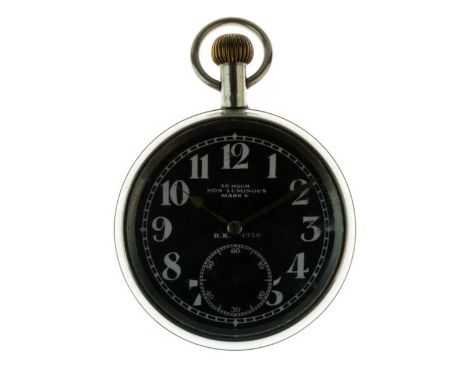 Electa - World War I Royal Flying Corps MKV cockpit watch, the black dial marked '30 HOUR NON-LUMINOUS MARK V B.K 4930', whit