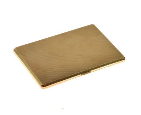 9ct gold cigarette case with hinged engine turned covers, London 1936, 162g approx, 128mm x 86mm Condition: **General conditi