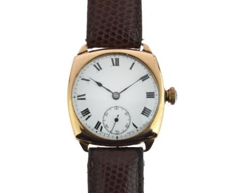 Zenith - Gentleman's 9ct gold manual wind wristwatch, the white enamel dial having black Roman numerals, subsidiary seconds d