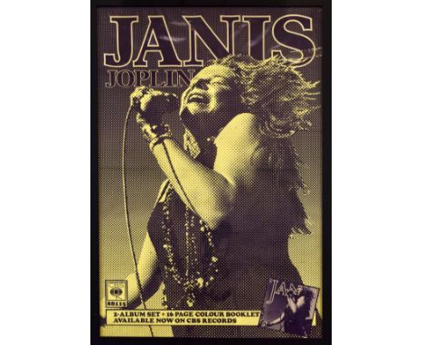 Janis Joplin - Original UK advertising poster for the 1975 compilation album Janis, 71cm x 46.5cm, framed  Condition: Being f