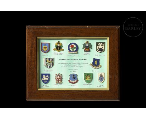 A unique collection of pins commemorating the founding of the English league in 1888, a reminder of the historic national gam