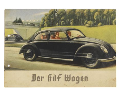 An early Volkswagen KDF sales brochure,German text, stained, with wrinkles to edges, 8 pages. Lot to be sold without reserve.