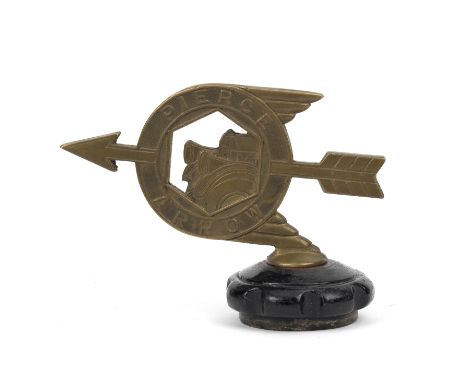 A Pierce Arrow mascot, American 1924-1926,moulded brass, 13.5cm long, on a period radiator cap. Lot to be sold without reserv