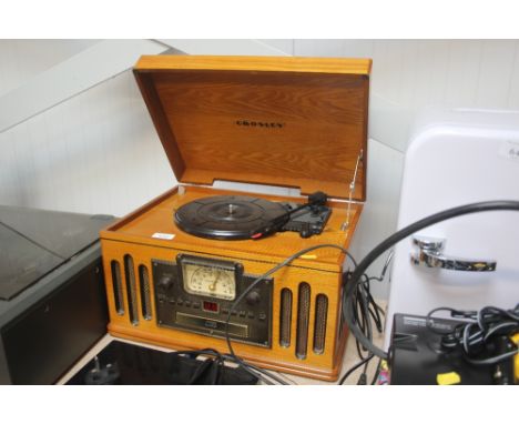 A Crosley record player and CD player 