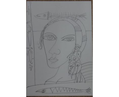 John Bellany (1942-2013), Portrait of lady, pencil, signed and inscribed on reverse, RCA printed details to reverse, 15cm x 1
