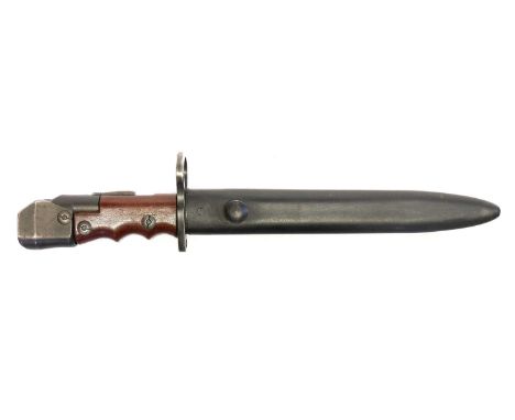 No.7 bayonet and scabbard, the ricasso stamped with a broad arrow and No.7 MkI, otherwise unmarked.  THIS LOT CANNOT BE POSTE