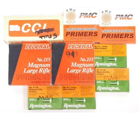Large rifle primers, to include 500 x CCI, 191 x Federal, 366 x Remington and 200 PMC. UK FIREARMS LICENCE OR RFD REQUIRED. F