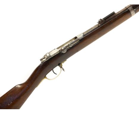 Mauser 1871 pattern 11x60R bolt action rifle, serial number 4851, 33inch barrel secured by two bands and muzzle cap fitted wi