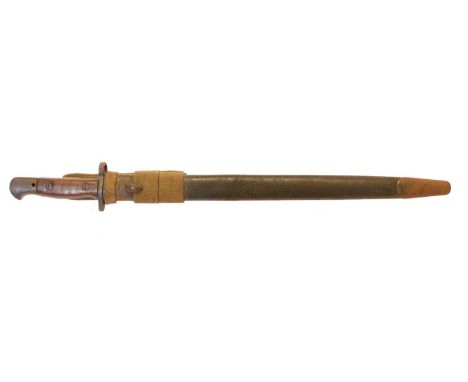 British P.1907 SMLE rifle bayonet and scabbard with frog, with 7-15 issue date.  THIS LOT CANNOT BE POSTED. This is due to Pa