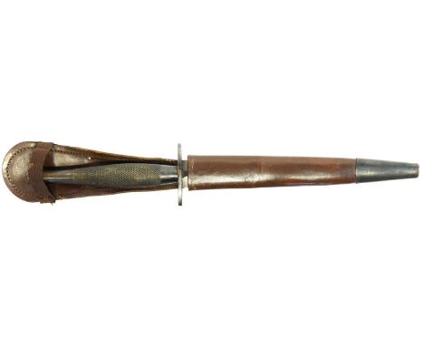 Fairbairn Sykes B2 commando dagger and scabbard, 2nd pattern,  WWII era, the double edged blade retaining most of the origina