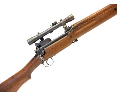 P14 Winchester .303 bolt action rifle made up to be a WWI sniper rifle, serial number 211064, 26inch sighted barrel, the stoc