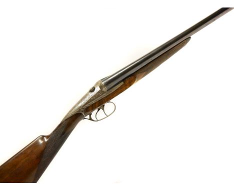 Darne 12 bore side by side shotgun, serial number 7Z528, 27.5inch barrels both with half chokes, 70mm chambers, French proof 