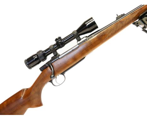 CZ 550 7x57 bolt action rifle, serial number F2505, with 24inch sighted barrel, Czech proof marks, chequered stock fitted wit