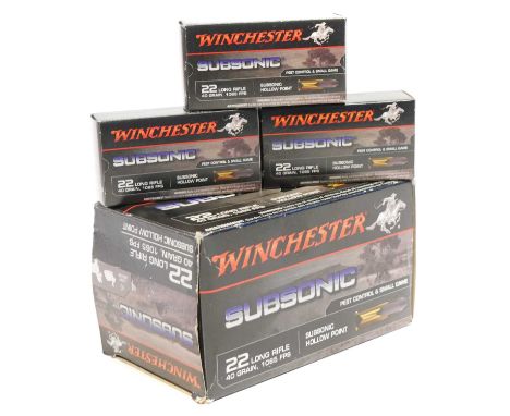 Winchester .22lr Subsonic ammuniton, 639 rounds in total, with 40 grain bullets. UK FIREARMS LICENCE WITH CORRECT AMMUNITION 