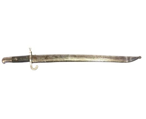 Austrian M.1870 Yataghan Werndl rifle bayonet and scabbard, the ricasso stamped 'F.A.H' and 'GF', the guard stamped '70 LSB 9