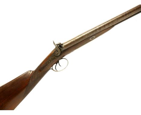 Showell percussion 12 bore double barrel shotgun, 29.5inch Damascus barrels with Birmingham proof marks, back action locks en