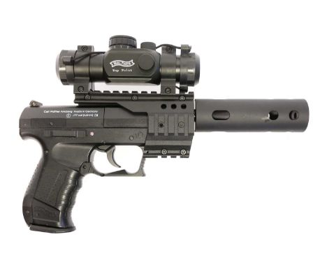 Walther Nighthawk .177 air pistol, serial number J32496398, with dummy silencer, (tested as working) fitted with Walther Top 