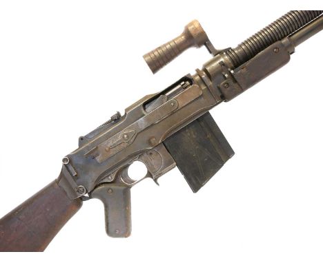 Deactivated FN Model D .30-06 Light Machine Gun, 22 inch finned barrel, serial number 0403, the receiver with Columbian marks