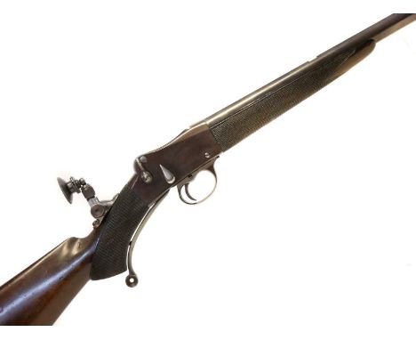 Rodda .360 Martini action rook rifle, serial number 54718, 26inch barrel engraved .360 No.5 or .380, the rear sight removed t