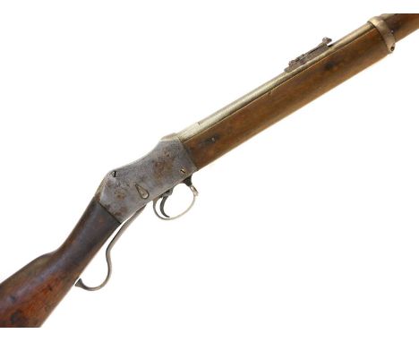 Martini Henry .577 smooth bored shotgun, no serial number, 32inch barrel secured by two bands, one of which is fitted with ba
