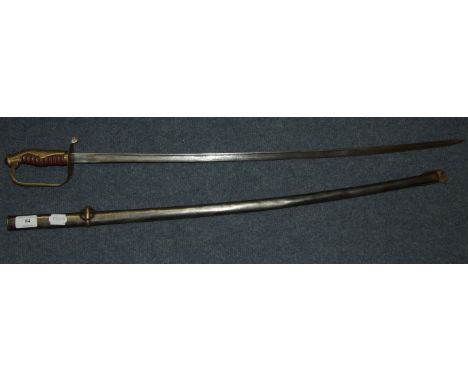 A Prussian style sword, with a steel scabbard, 91 cm 