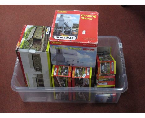 Seven Boxed "OO" Gauge Model Railway Lineside Buildings and Accessories by Hornby Skaledale and Bachmann Scenecraft to includ