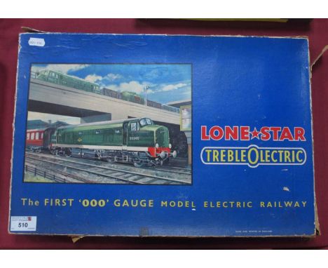 A Lone Star '000' EL51 Passenger Set, includes an electrical locomotive, two coaches, and track, playworn, boxed, wear to box